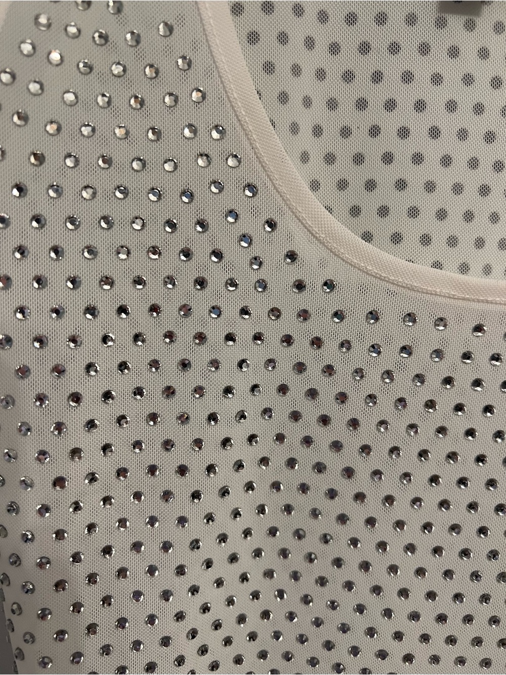 Cynthia Rowley White Studded Mesh Tank - Picture 2 of 6